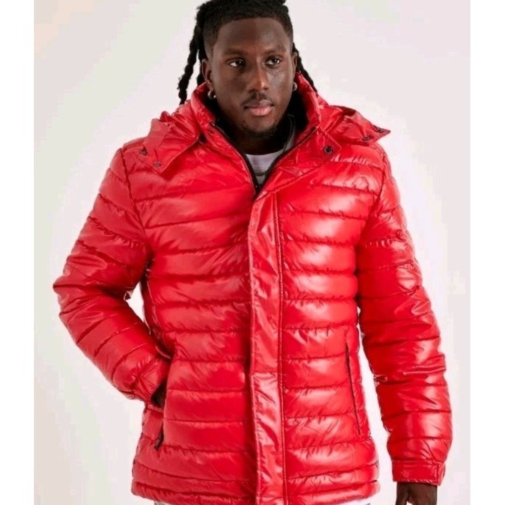 Men's Heads or Tails Puffer Coat Size XL - Red